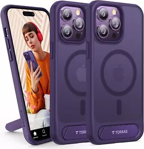 TORRAS Magnetic Case for iPhone 14 Pro Max with Adjustable Kickstand Purple - Zdjęcie 1 z 7