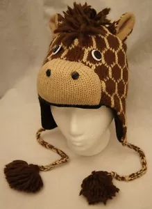 deLux CAPPELLO GIRAFFA maglia FODERATO IN PILE berretto umano ADULTO uomo donna costume animale - Foto 1 di 6