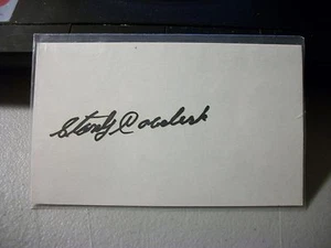 TARJETA 3X5 FIRMADA POR STANLEY COVELSKI EN NEGRO SHARPIE - Imagen 1 de 2