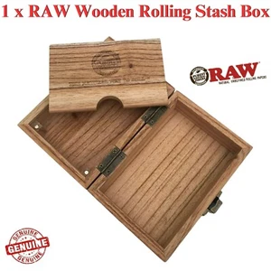 RAW Wooden Rolling Stash Box, Natural Wood Storage Magnetic Divider, Accessories - Picture 1 of 5