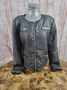 Dollhouse Outerwear Jacket Womens Large Black Quilted Puffer Studded Pockets - Picture 1 of 14