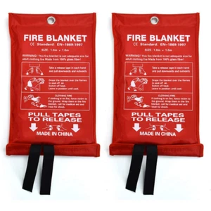2 Pack Fire Blanket Fiberglass Emergency Survival Safety Cover for Kitchen Home - Picture 1 of 7