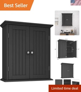 Space-Saving Over-the-Toilet Storage Cabinet with Adjustable Shelves - Black - Picture 1 of 8