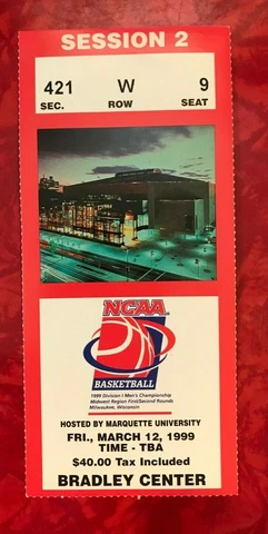 1999 NCAA BASKETBALL TOURNAMENT MILWAUKEE TICKET SES 2 MICHIGAN STATE OLE MISS Cover