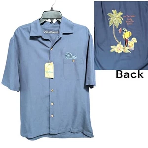 Caribbean Hawaiian Shirt Large Polly Wants a Drink "Silky" Size Medium Button-Up - Picture 1 of 7