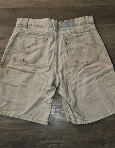Pantalones Cortos De Colección Naranja Tab Levi's Denim 31 550 Dobladillo Pantalones Cortos Lavado Ligero MANCHADO - Imagen 1 de 7