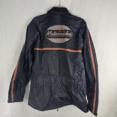 Harley Davidson Mens Medium *runs Big* Rain Jacket Black Orange - Image 1 of 4