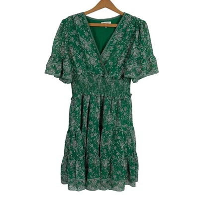 Vestido Max Studio Mujer Kelly Verde Floral Pequeño Niveles Boho Hippie Romántico  Foto 1 de 4
