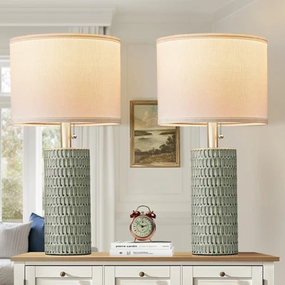 Juego de 2 Lámparas de Mesa para Salón, Lámparas de Mesa de Cerámica para Dormitorio, 20" Mo... Foto 1 de 4