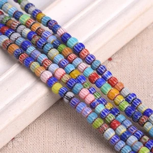 1 Strand 40cm 100pcs Rondelle 5mm 6mm 7mm Millefiori Lampwork Glass Beads Lot - Picture 1 of 7