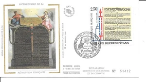 France 1989 FDC Silk Declaration Of The Rights Of Man YT 2603 - Picture 1 of 1