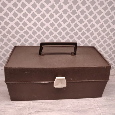 Caja de aparejos de pesca Old Pal 10 40 marrón 12" cajón plegable de colección - necesita reparaciones Foto 1 de 4