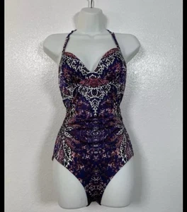 Costume da bagno Athleta 1 pezzo incrociato con spalline dietro taglia S multicolore spiaggia, resort - Foto 1 di 10