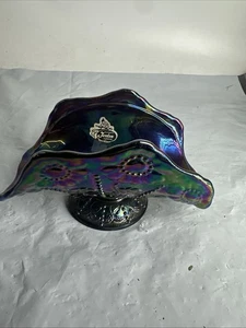 Vintage Fenton Amethyst Carnival Glass Beaded Flower Napkin Holder - Picture 1 of 9