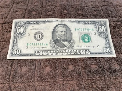 1969 $50 Fifty Dollar Federal Reserve Note New York FRB Kennedy - Image 1 of 4