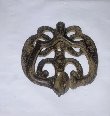 Classic Style Wrought Iron Door Knocker Rustic Distressed Scrolling 4 x 5 - Image 1 of 2