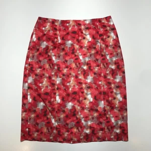 Gonna a tubino Ann Taylor donna 8 ginocchio rossa combinata cotone astratto elasticizzato - Foto 1 di 13