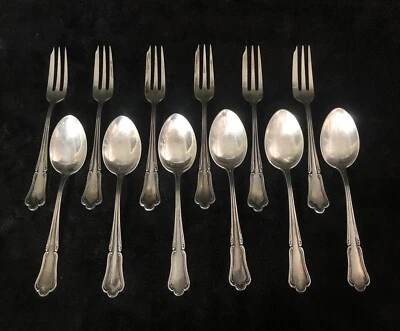 JUEGO - 6 tenedores y 6 cucharas - artículos de plata austriacos .800 Foto 1 de 4