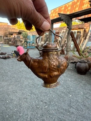 1890's Antique Old Original Copper Carved Copper Gowmukhi Gangajali Kalash - Image 1 of 4