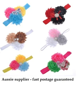 Baby / young girl Shabby Ribbon dressy Headband Christening Photo Prop gift chic - Picture 1 of 7