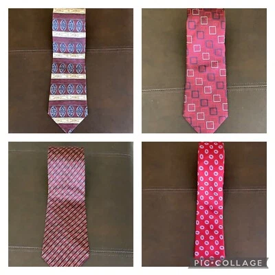 Винтажный Stafford мужской галстук галстуки классический 100% шелк красный фиолетовый Рождество лот - Изображение 1 из 4