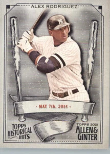2021 Topps Allen & Ginter #HH-43 Alex Rodriguez - Picture 1 of 2