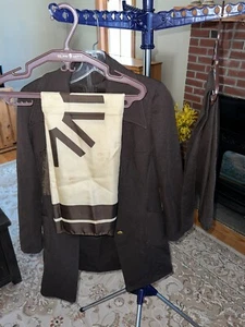 Vtg TWA Flight Attendant Uniform 1970s Valentino Brown Jacket Pants Top Scarf - Picture 1 of 19