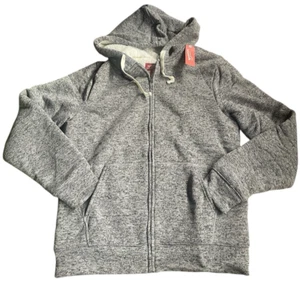Arizona Jeans Co Women's Sherpa Hoodie Jacket Medium Gray Black f11 - Picture 1 of 14