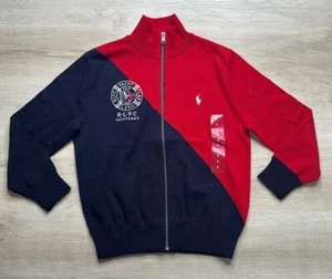 NWOT Polo Ralph Lauren Boys Jacket Navy Red 5 Cotton Full Zip Nautical Crest - Picture 1 of 5