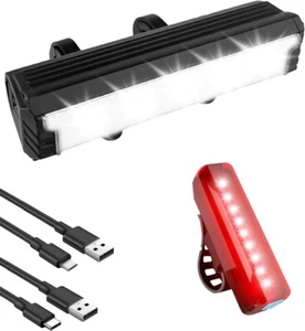 Fahrradbeleuchtung vorne und hinten 7000 Lumen superhell lang schwarz - Bild 1 von 8