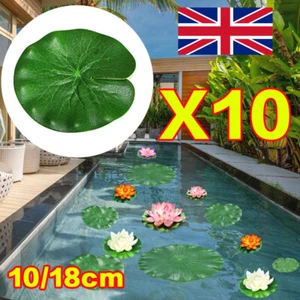 10X Artificial Fake Lotus Leaves Flower Plastic Water Lily Floating Pool Decor - Picture 1 of 15