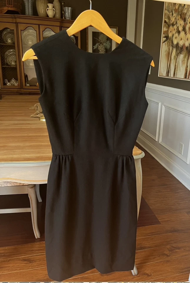 Vestido de cóctel de lana negro muy raro Pauline Trigere años 50 Frost Bros XXS. LBD Foto 1 de 4
