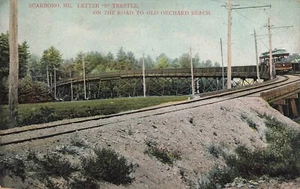 POSTCARD Scarboro, ME, Letter "S" Trestle, On The Road To Old Orchard Beach 1909 - Picture 1 of 2