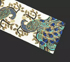 Peacock Design Table Runner Fancy Beaded Table Runner Wedding Tableware 13X36 In - Picture 1 of 11