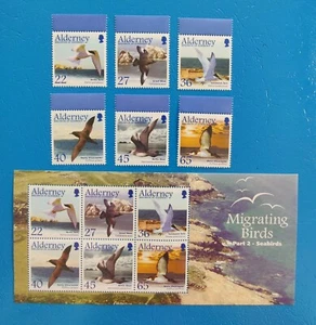 ALDERNEY 2003 SEABIRDS 6v + M/S - SHEARWATER TERN SKUA - bird stamps MNH - Foto 1 di 1