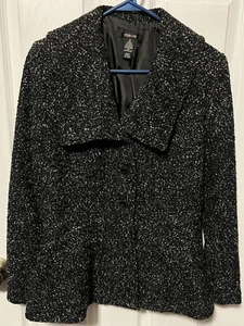 Style & Co Black Gray Boucle Tweed Blazer Womens Size 8 Jacket Office Casual - Picture 1 of 4