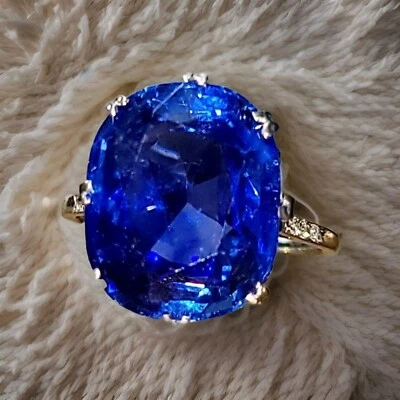 Art Deco Antique Platinum Engagement Ring 17.70ct. Burma Sapphire Untreated AGL - Image 1 of 4