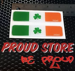 Ireland Clover Flag Proud Domed Decal Car Emblem 3D 4x1" Set of 2 Stickers - Imagen 1 de 5