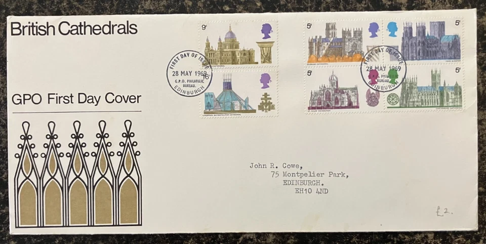 United Kingdom 1969 - British Cathedrals FDC stamp set Edinburgh GPO Philatelic - Image 1 of 1