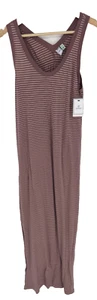NUEVO NUEVO CON ETIQUETAS Talla XXS Susina Algodón Modal Maxi Vestido Púrpura Taupe Rayas 133 - Imagen 1 de 7