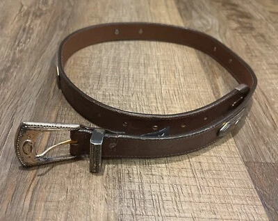 Cinturón de cuero vintage BRIGHTON para mujer vaquera occidental concho marrón talla S 27 Foto 1 de 4