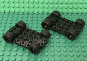 Lego 2 Black Car Base 7x4x0.667 With Tire And Black Wheel Rims,Smart Car Parts