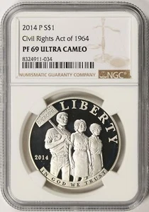 2014-P Civil Rights Act of 1964 $1 Commemorative Silver Dollar NGC PF69UCAM - Picture 1 of 2