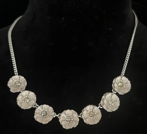 Vintage Light Pink Crystal Center Silver Tone Necklace - Bild 1 von 2