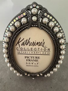 Katherine’s Collection verzierter ovaler Bilderrahmen 2 1/4” x 3” Kunstperlen - Bild 1 von 5