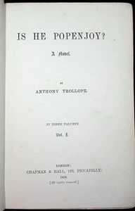 Anthony Trollope / Is He Popenjoy? 3 vols 1st 1st Edition 1878 - Imagen 1 de 7