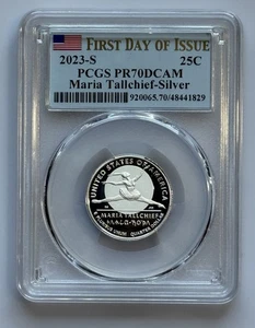 2023-S Maria Tallchief American Women Washington Silver Quarter PR70DCAM FD PCGS - Foto 1 di 2