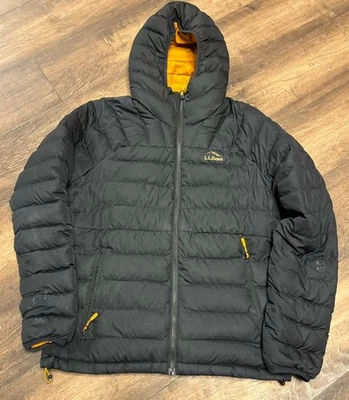 LL Bean Down Hooded Jacket Puffer Mens Small Downtek 650 Black Feathers 514677 - Image 1 of 4