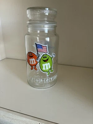 Tarro de caramelos de vidrio M&M vintage: Juegos Olímpicos de 1984 Los Ángeles Foto 1 de 2