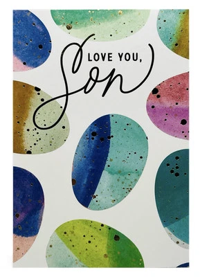 Tarjeta de Pascua para hijo huevos de Pascua multicolor lámina dorada sello tarjeta de felicitación NUEVO Foto 1 de 4